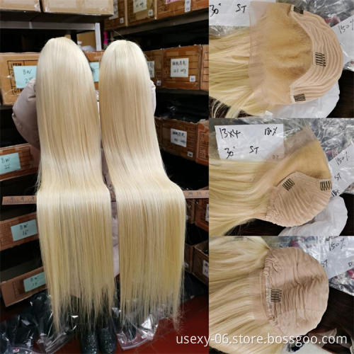 Raw European Natural 613 Blonde cuticle aligned Human Hair frontal HD Full Lace Wig,brazilian thin swiss Hd lace wig virgin hair